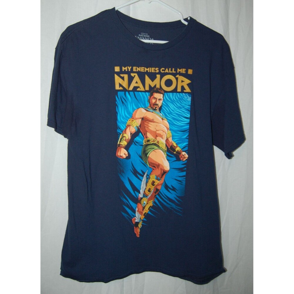 Black Panther Wakanda Forever My Enemies Call Me Namor Dark Blue T-Shirt Size L